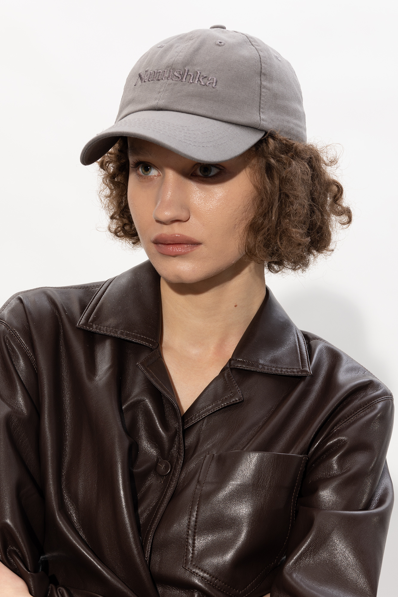 帽子 soduk flat knit cap gray Grey Baseball cap Nanushka - New Abby denim baker boy cap
